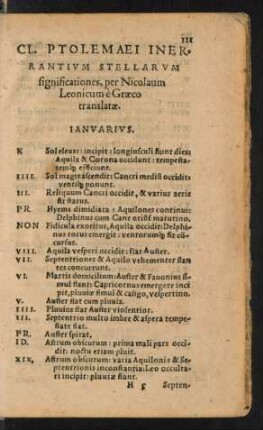 Cl. Ptolemaei Inerrantium Stellarum significationes, per Nicolaum Leonicum è Graeco translatae.