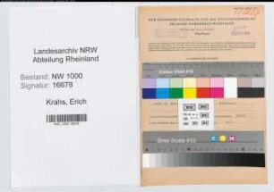 Entnazifizierung Erich Krahs, geb. 11.06.1908 (Zollsekretaer)