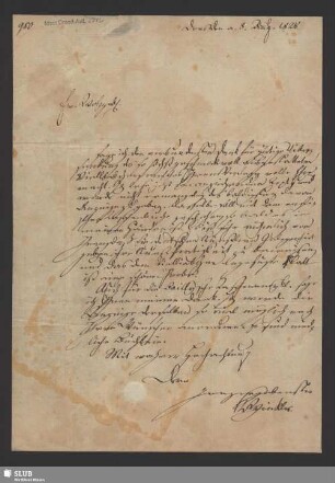 Eigenhändiger Brief - Mscr.Dresd.Aut.2942