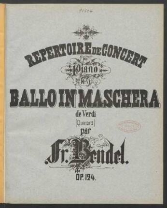No. 6: Bal masqué de Verdi : op. 124 No. 6