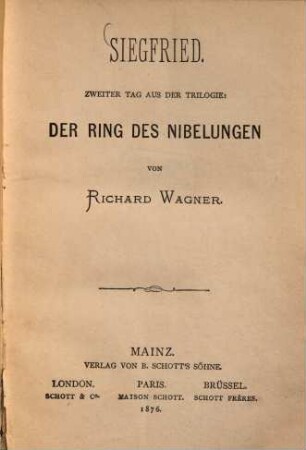 Der Ring des Nibelungen : Trilogie. 2