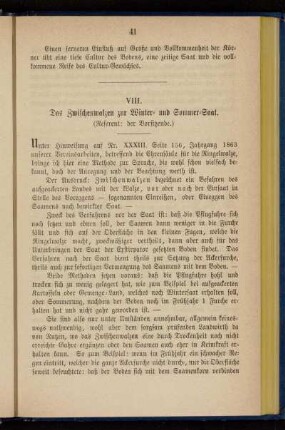 VIII. Das Zwischenwalzen zur Winter-und Sommer-Saat