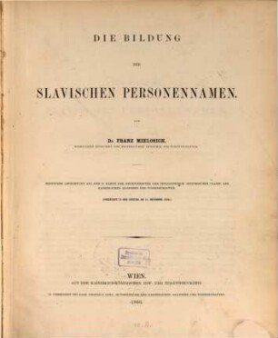 Die Bildung der slavischen Personennamen