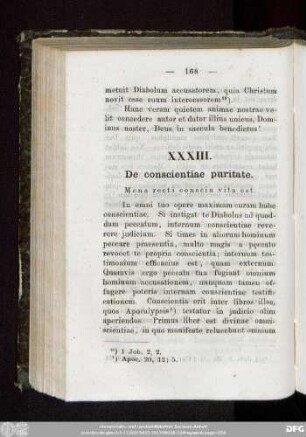 XXXIII. De consientiae puritate. Mens recti conscia vita est.