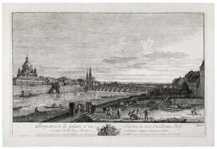 Dresden vom rechten Elbufer oberhalb der Augustusbrücke (Die Brühlsche Terrasse)
