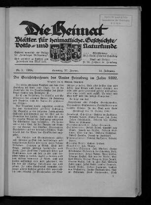 Die Heimat. 1921-1944