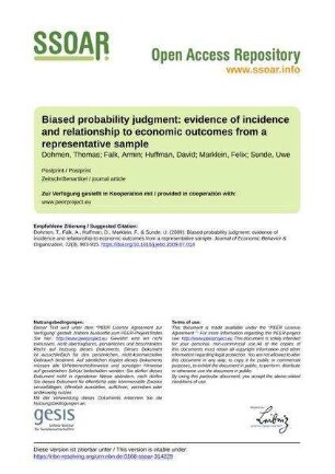 Biased probability judgment: evidence of incidence and relationship to economic outcomes from a representative sample