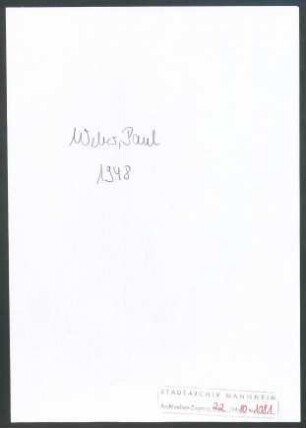 Weber, Paul, Garstedt, an Wichert