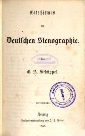 Katechismus der deutschen Stenographie