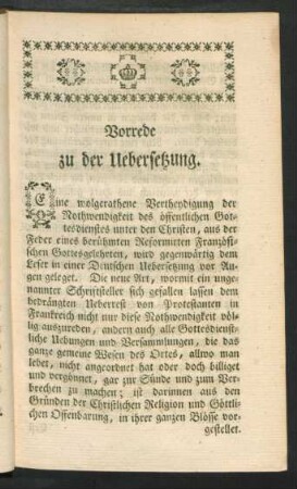 Vorrede zu der Uebersetzung