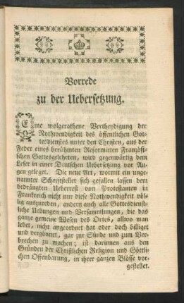 Vorrede zu der Uebersetzung
