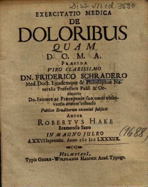 Exercitatio Medica De Doloribus
