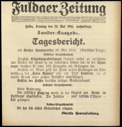 Ausgabe vom Sonntag, den 28. Mai 1916.