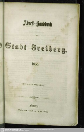 1855: Adreß-Handbuch der Stadt Freiberg