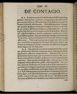 Cap. IV. De Contagio.