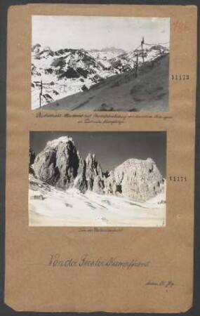 Stacheldrahthindernis mit Starkstromleitung vor den österr. Stellungen im Südtiroler Hochgebirge