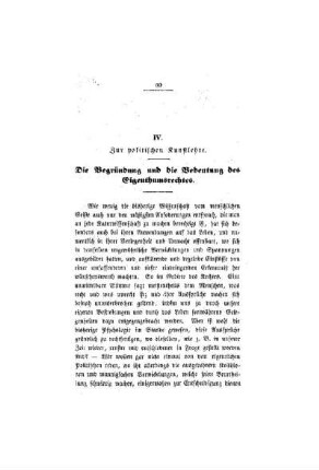 Zur politischen Kunstlehre : Die Begründung und die Bedeutung des Eigenthumsrechtes