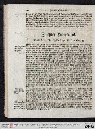 Zweyter Haupttitul. Von dem Reichstag zu Regensburg