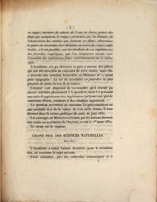 Académie Royale des Sciences. Séance publique du lundi 26 juillet 1830 : programme des prix proposés par l'Académie Royale des Sciences pour les années 1831 et 1832