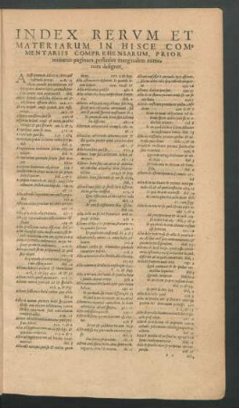 Index Rerum Et Materiarum