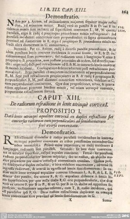 CAPUT XIII. De radiorum refractione in lente utrinque convexd.