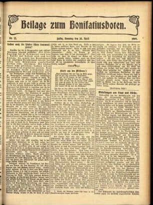 Zweite Ausgabe vom Sonntag, den 25. April 1909.