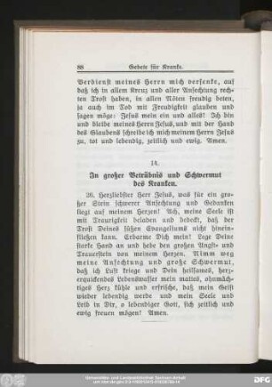 14. In großer Betrübnis und Schwermut des Kranken.