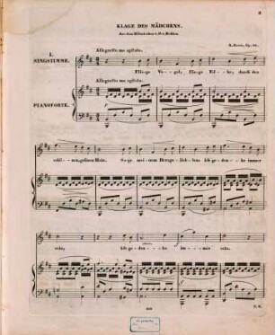 Lieder und Gesänge : für 1 Sopran- oder Tenor-Stimme mit Begl. d. Pianoforte. 26. Die Klage des Mädchens : op. 45. - Pl.-Nr. 639. - 6 S.