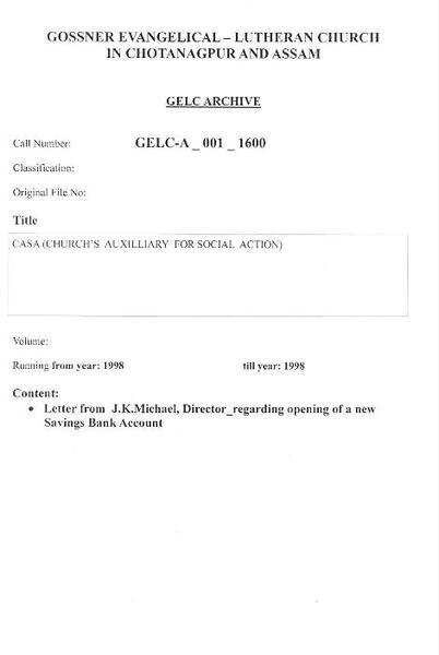 CASA (CHURCH'S AUXILLIARY FOR SOCIAL ACTION) | Digitalisierung: Evangelisches Landeskirchliches Archiv in Berlin