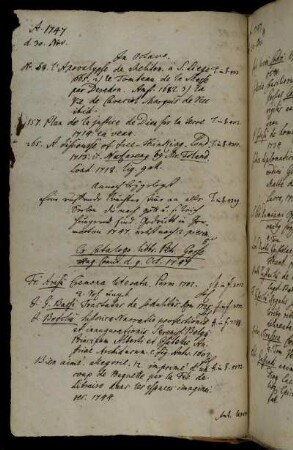 Ex Catalogo libbr. Petr. Gosse Hag. Comit. d. 9. Oct. 1747. [Nebst beigefügten Titeln.]