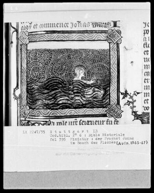 Bible Historiale — Jonas im Bauch des Fisches, Folio 395recto
