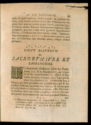 Caput Secundum De Sacrorum Jure Et Caeremoniis