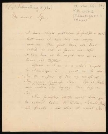 Brief von Rudolf Erich Raspe an Gertrud Elisabeth Mara