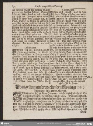 [Evangelium und Epistel am dreyzehenden Sontage nach Trinitatis]