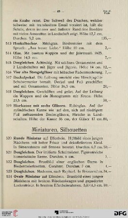 Miniaturen, Silhouetten (Nr. 520-606)