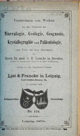 Lager-Verzeichnis. 134. 1879
