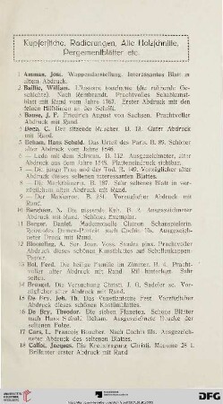 Kupferstiche, Radierungen, Alte Holzschnitte, Pergamentblätter etc. (Nr. 1-852)