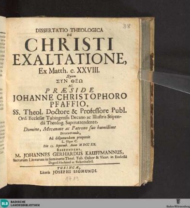 De Christi exaltatione, ex. Matth. c. 28.