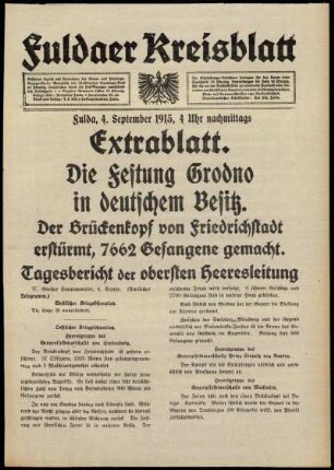 Ausgabe vom Samstag, den 04. September 1915.