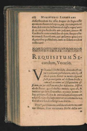 Requisitum Secundum, Vocatio.