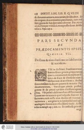 Pars Secvnda de Prædicamentis ipsis.