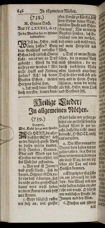 Heilige Lieder/ In allgemeinen Nöthen. - Zeit- und Wetter- Lieder.