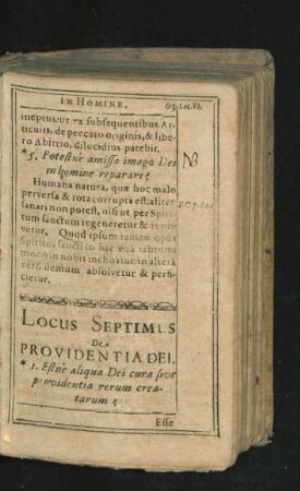 Locus Septimus. De Providentia Dei.