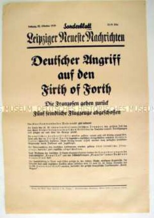 Sonderblatt der "Leipziger Neuesten Nachrichten" zum Seekrieg gegen Großbritannien