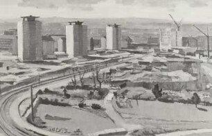 Aufbaugelände Prager Straße/Christianstraße : Aufbaugelände Prager Straße/Christianstraße. Mischtechnik auf Leinwand. 1966