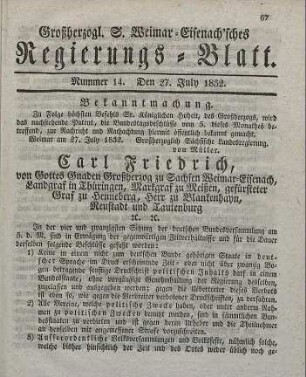 Nr. 14 : 27. July 1832