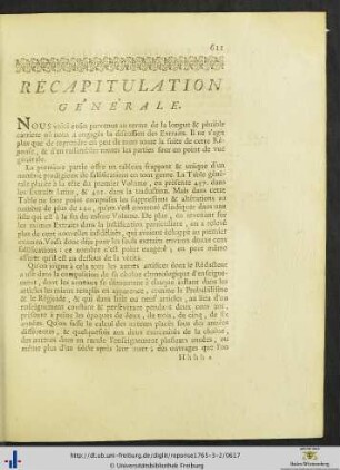 Récapitulation Générale