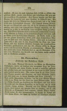 16. November. Friedrich der Gebissene stirbt