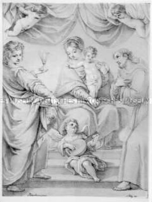 Madonna mit Jesuskind, dem Evangelisten Johannes und dem heiligen Franziskus
