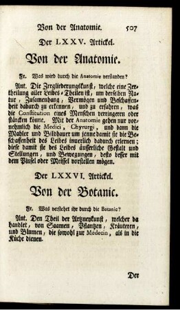 Der LXXVI. Artickel. Von der Botanic.